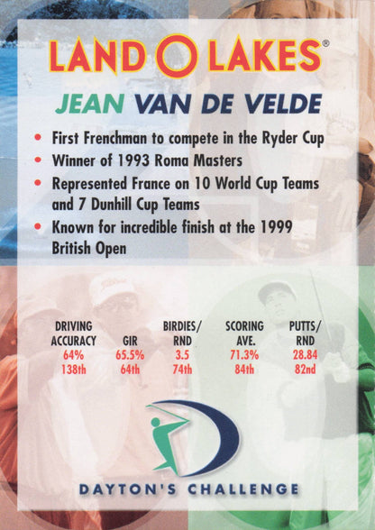 Jean Van De Velde Dayton's Challenge Rare Golf Memorabilia Trade Card