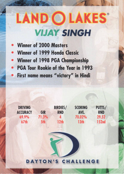 Vijay Singh Dayton's Challenge Rare Golf Memorabilia Trade Card