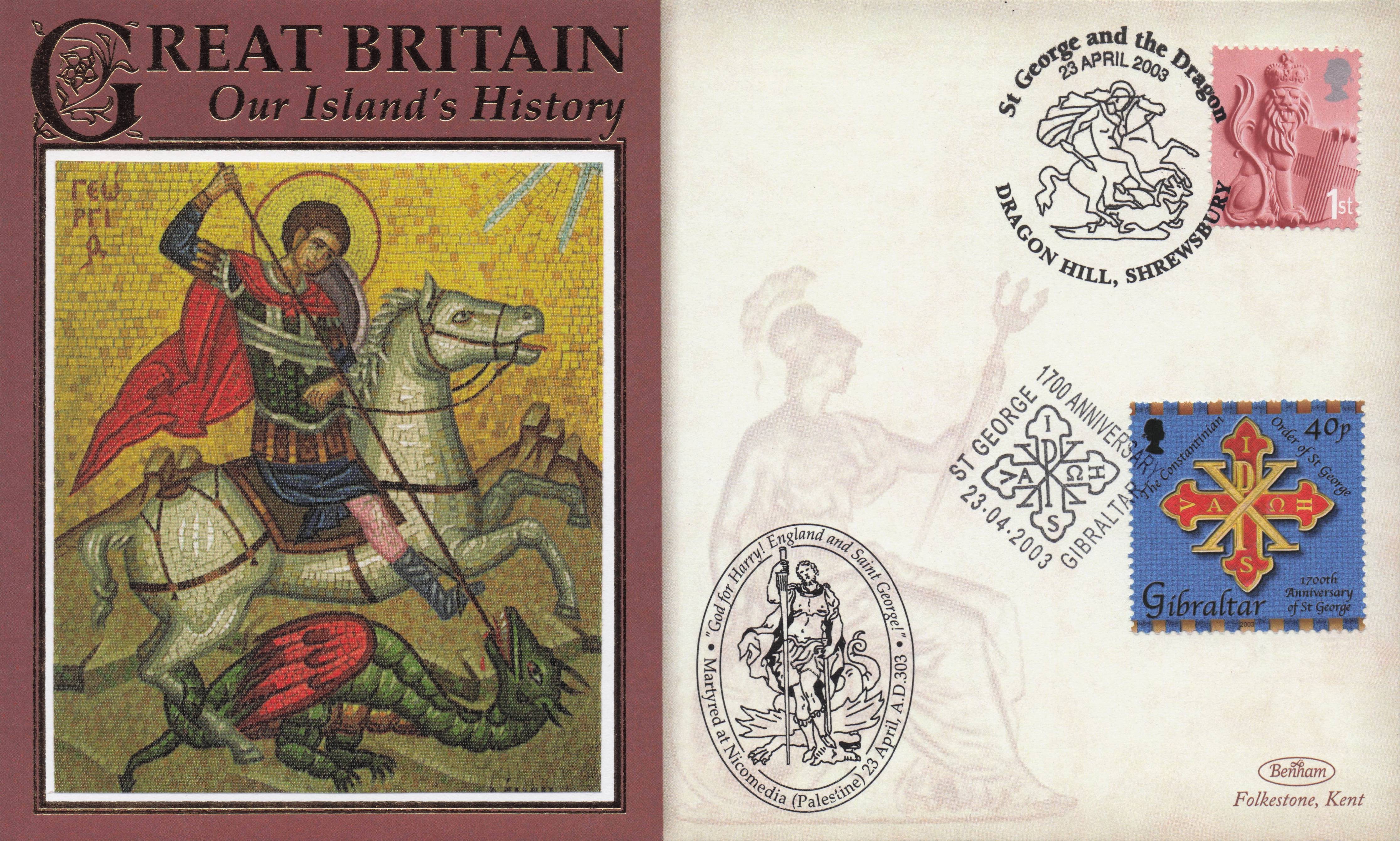 St George Slaying The Dragon Our Island's History Benham Rare FDC