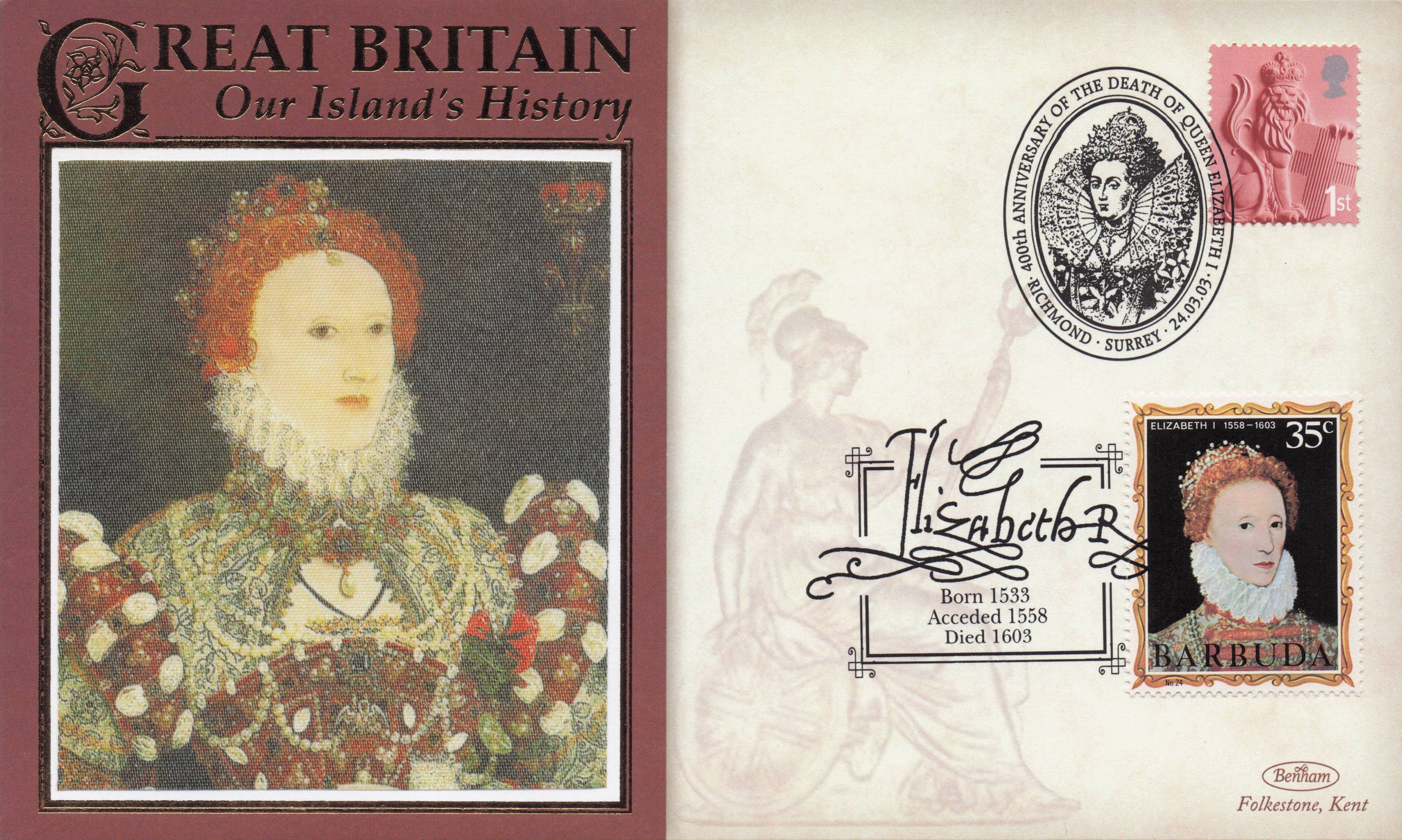 Queen Elizabeth 1st I Our Island's History Benham Rare FDC