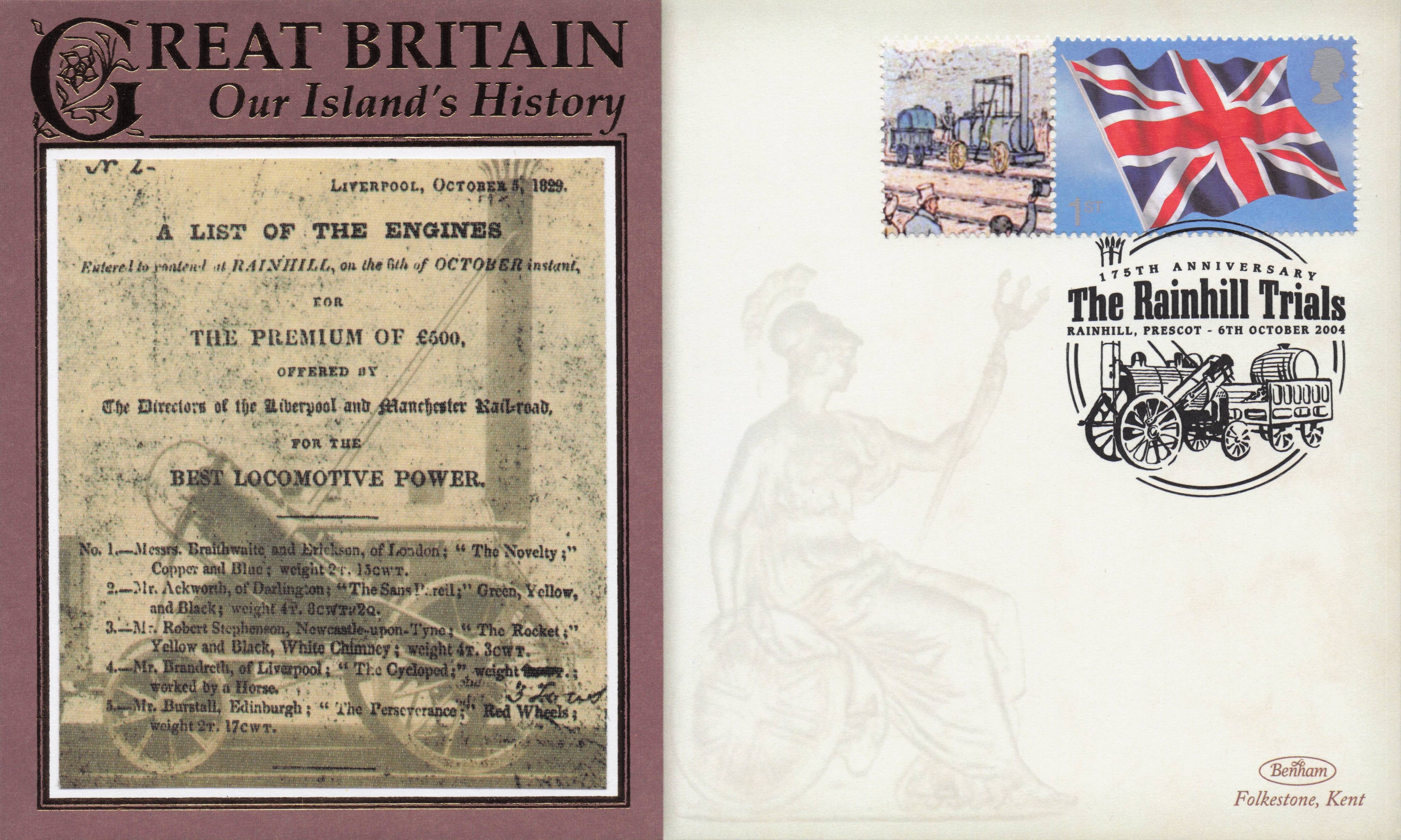 The Rainhill Prescot Train Trials Our Island's History Benham Rare FDC
