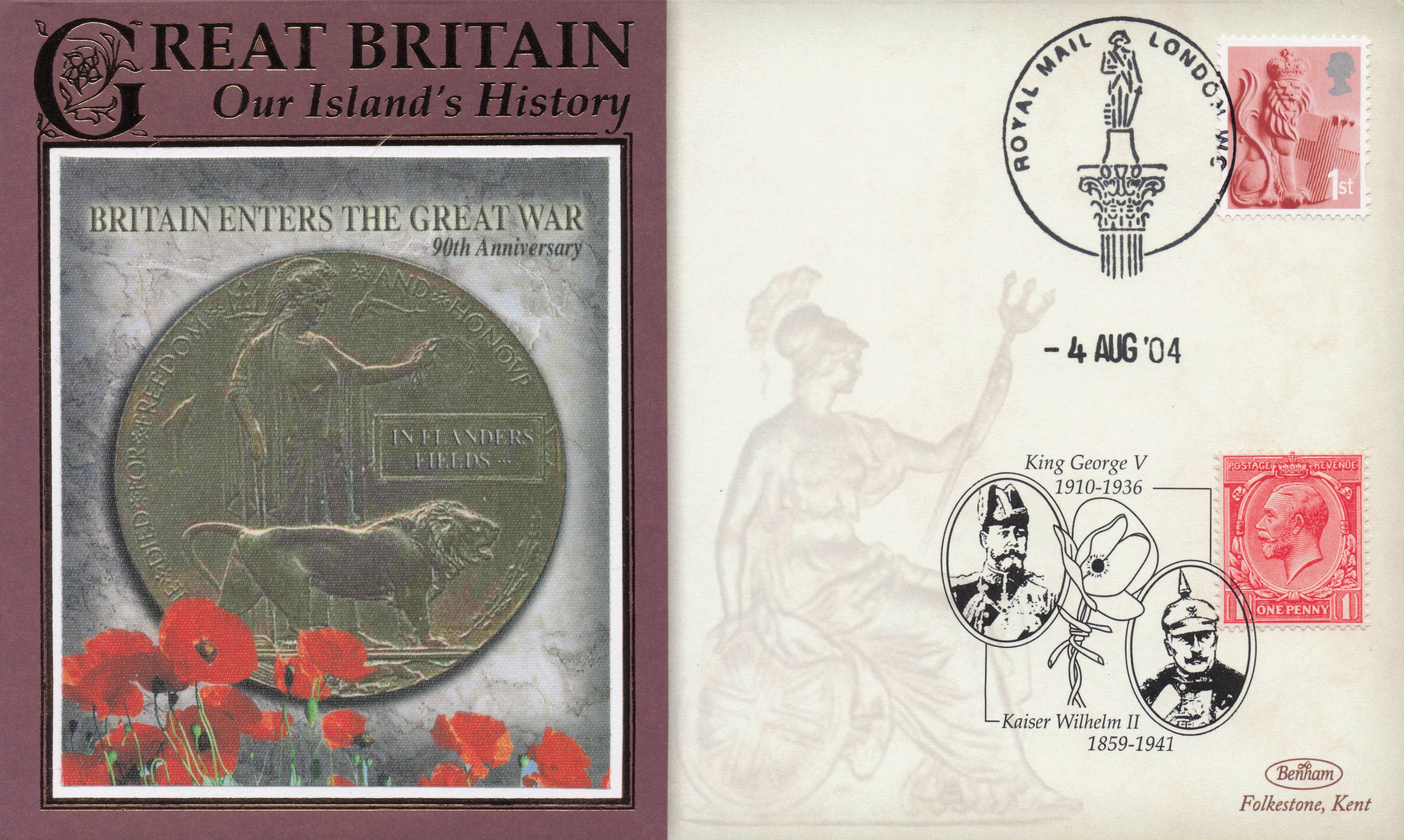 WW1 Flanders Field Antique Coin Our Island's History Benham Rare FDC
