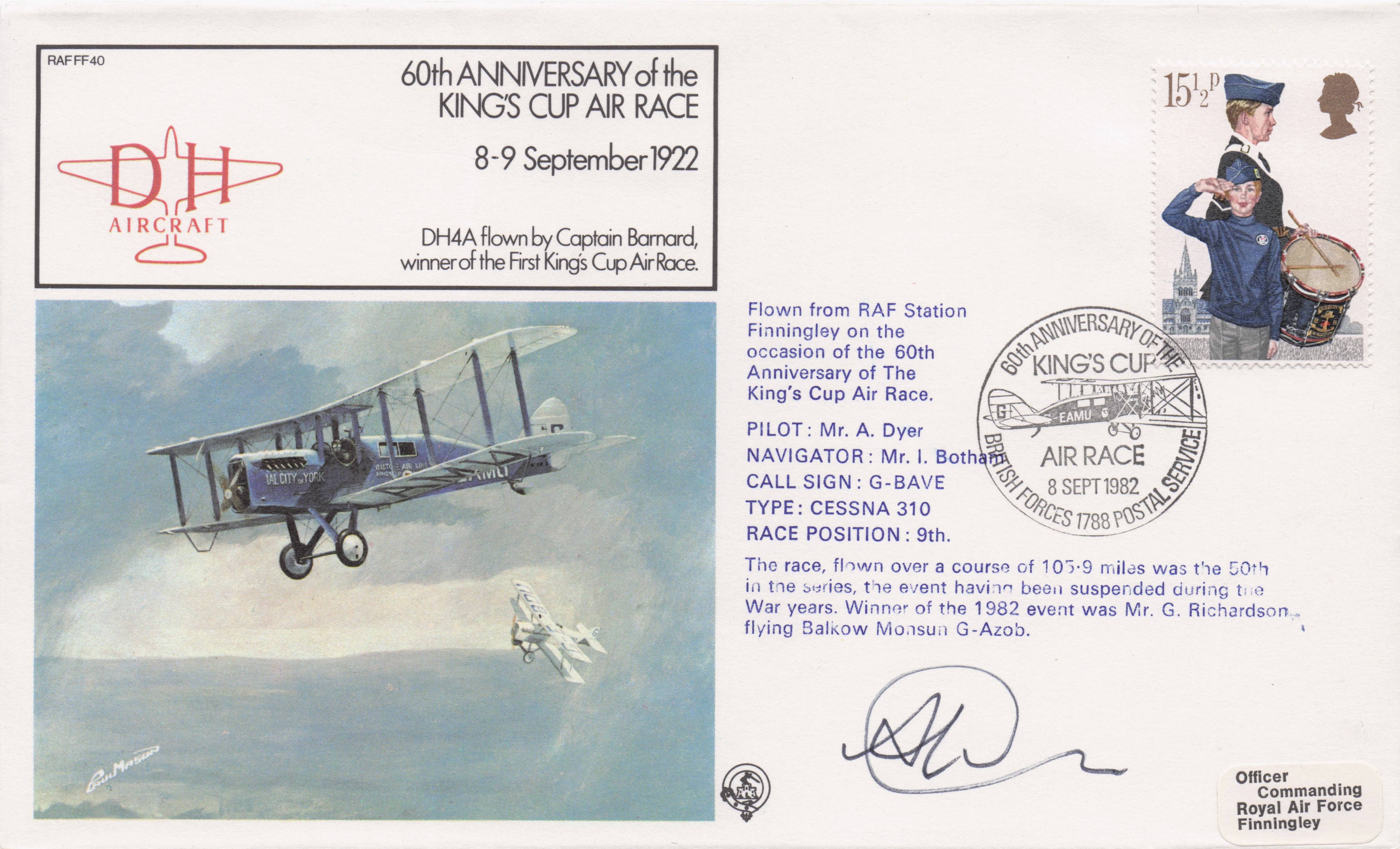 60th Anniversary Kings Cup Air Race Military Hand Signed FDC