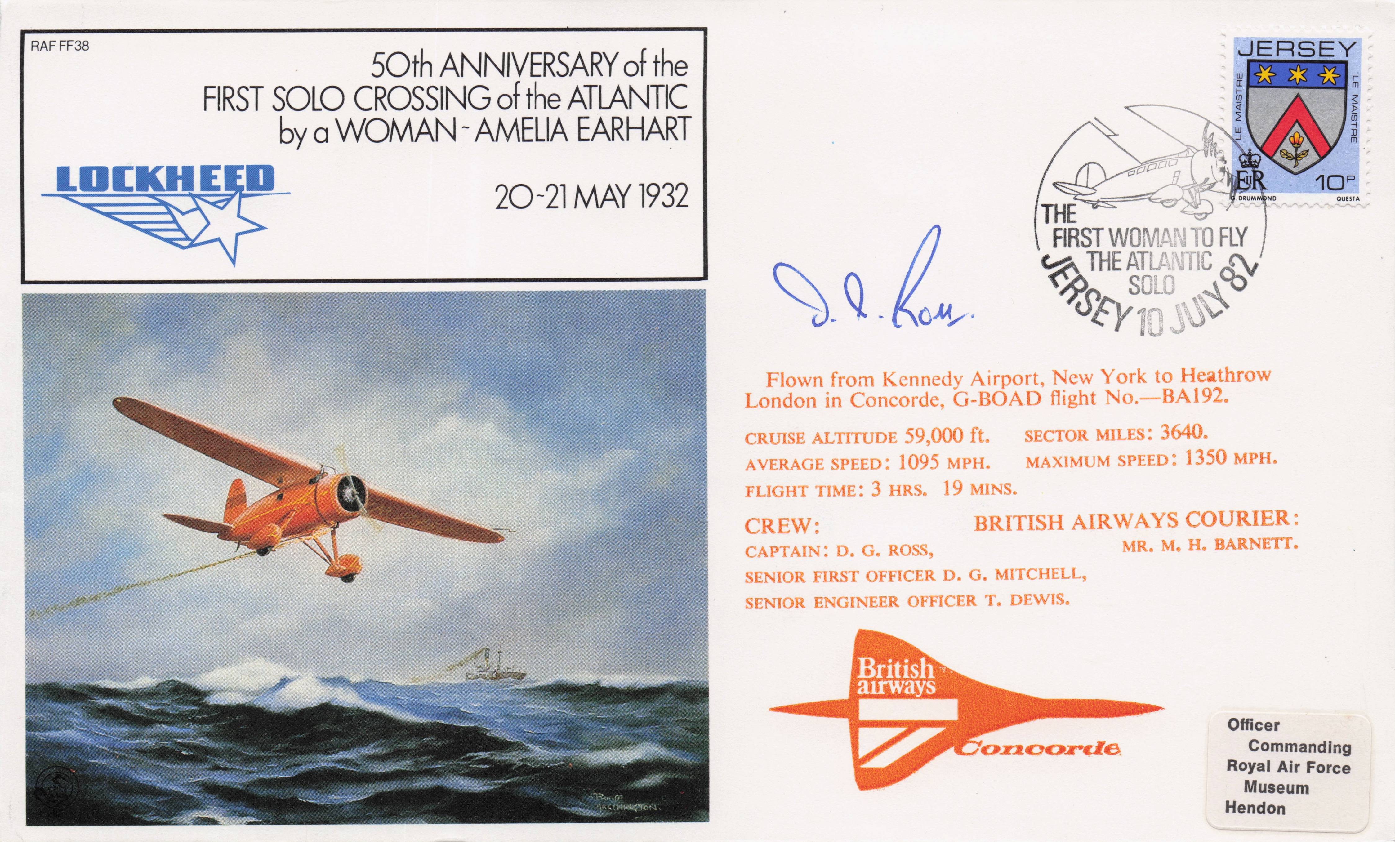 50th Anniversary First Womens 1932 Flight Atlantic Crossing Hand Signed FDC