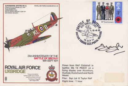 RAF Uxbridge Battle Of Britain WW2 Anniversary Military Hand Signed FDC
