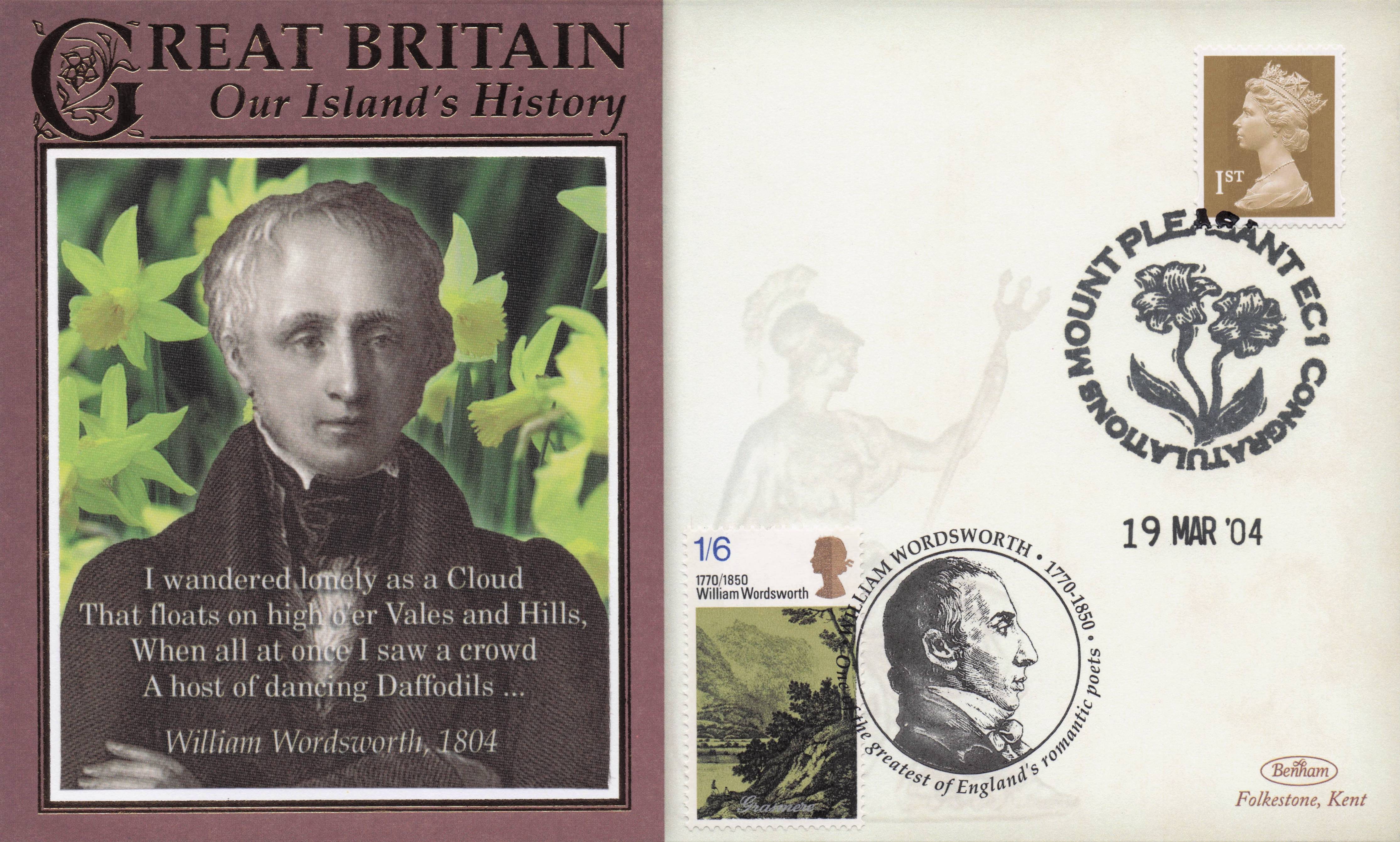 William Wordsworth Poems Poetry Our Island's History Benham Rare FDC