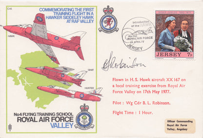 RAF Valley Siddeley Hawk Aircraft First Training Flight Hand Signed FDC