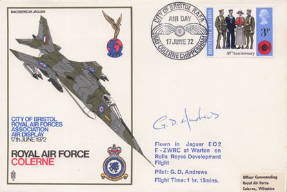 RAF City Of Bristol BAC Sepecat Jaguar Military Aircraft Hand Signed FDC