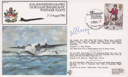 First UK Transatlantic Passenger Flights 40th Anniverary Hand Signed FDC