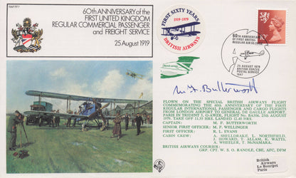 First UK Commercial Passenger Freight Aircraft Service Hand Signed FDC