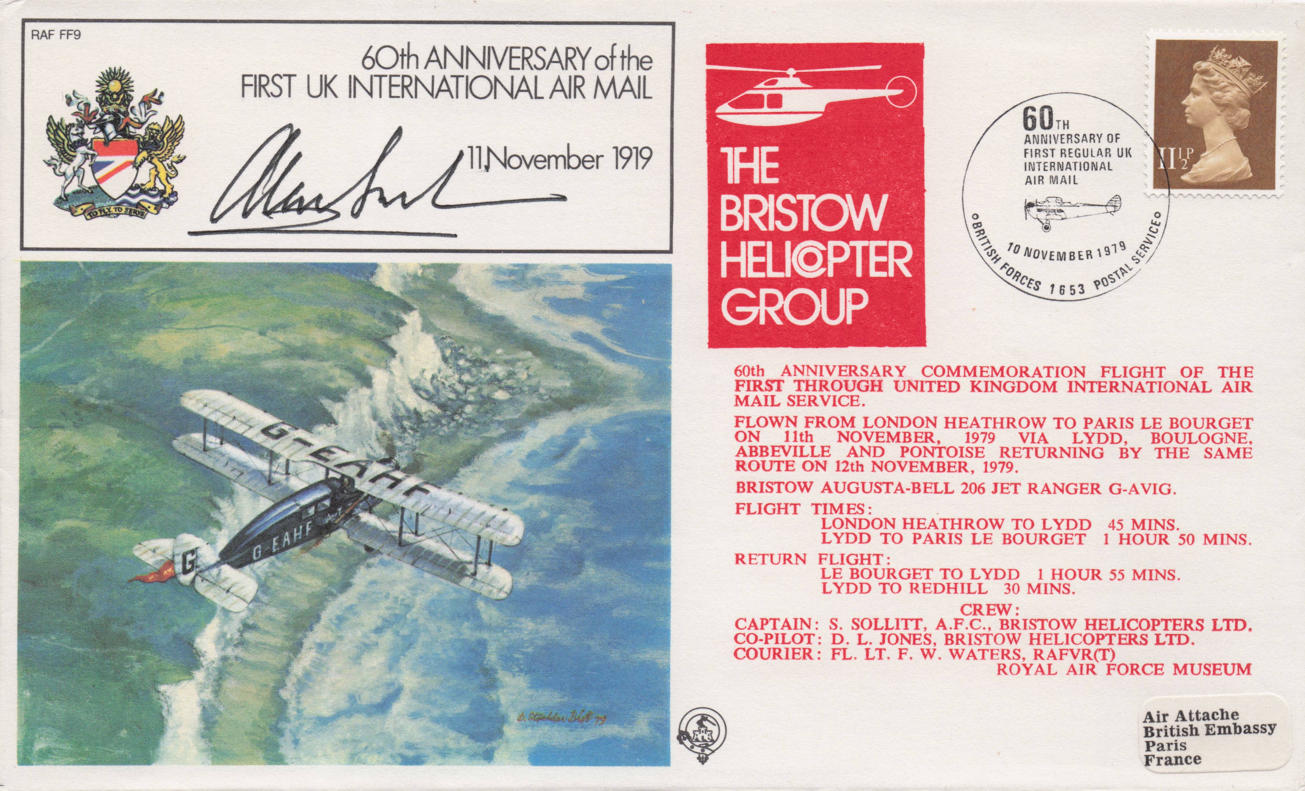 60th Anniversary Of 191 First Royal Air Mail Services Hand Signed FDC