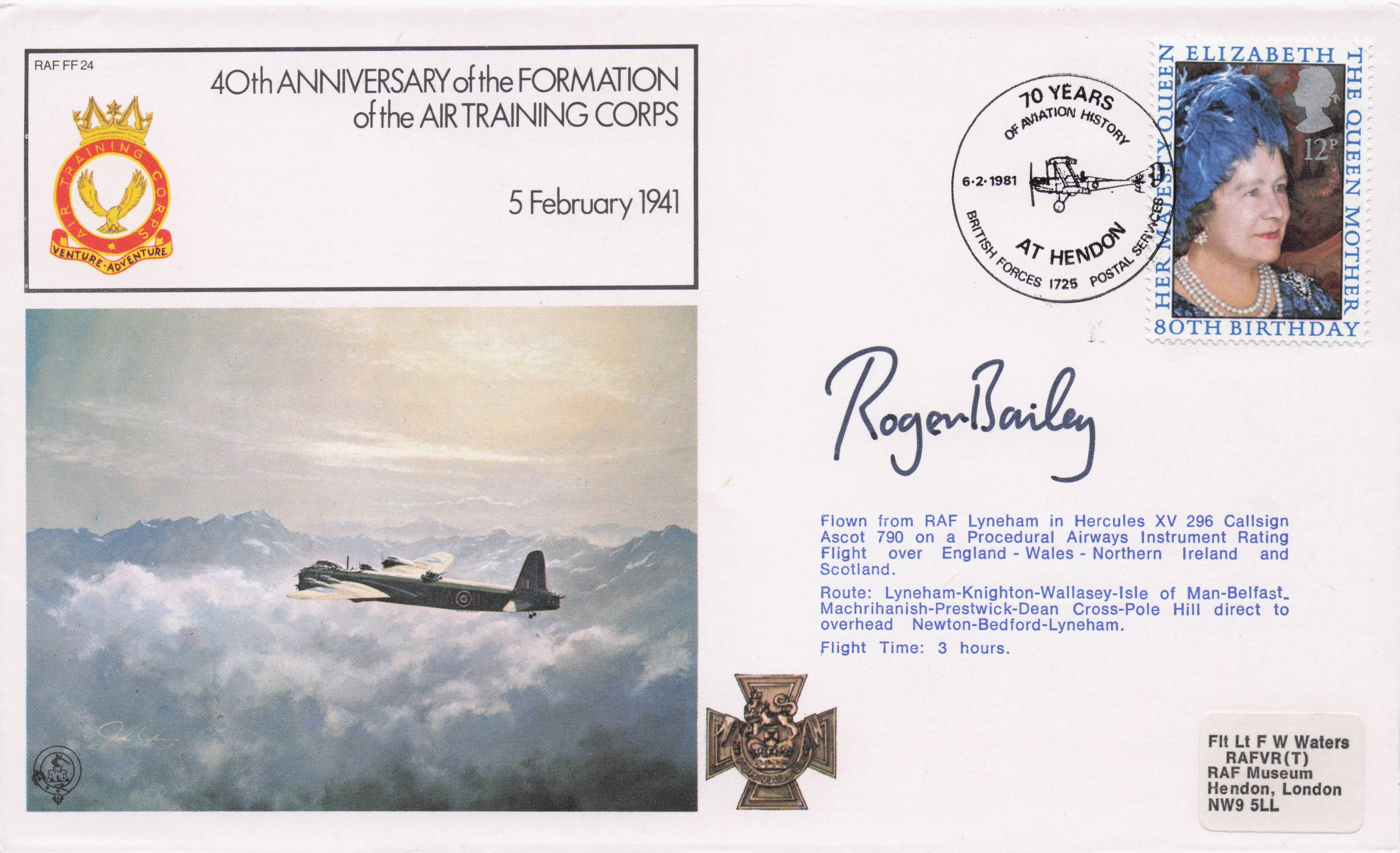 Formation Of Military Air Training Corps 40th Anniversary Hand Signed FDC