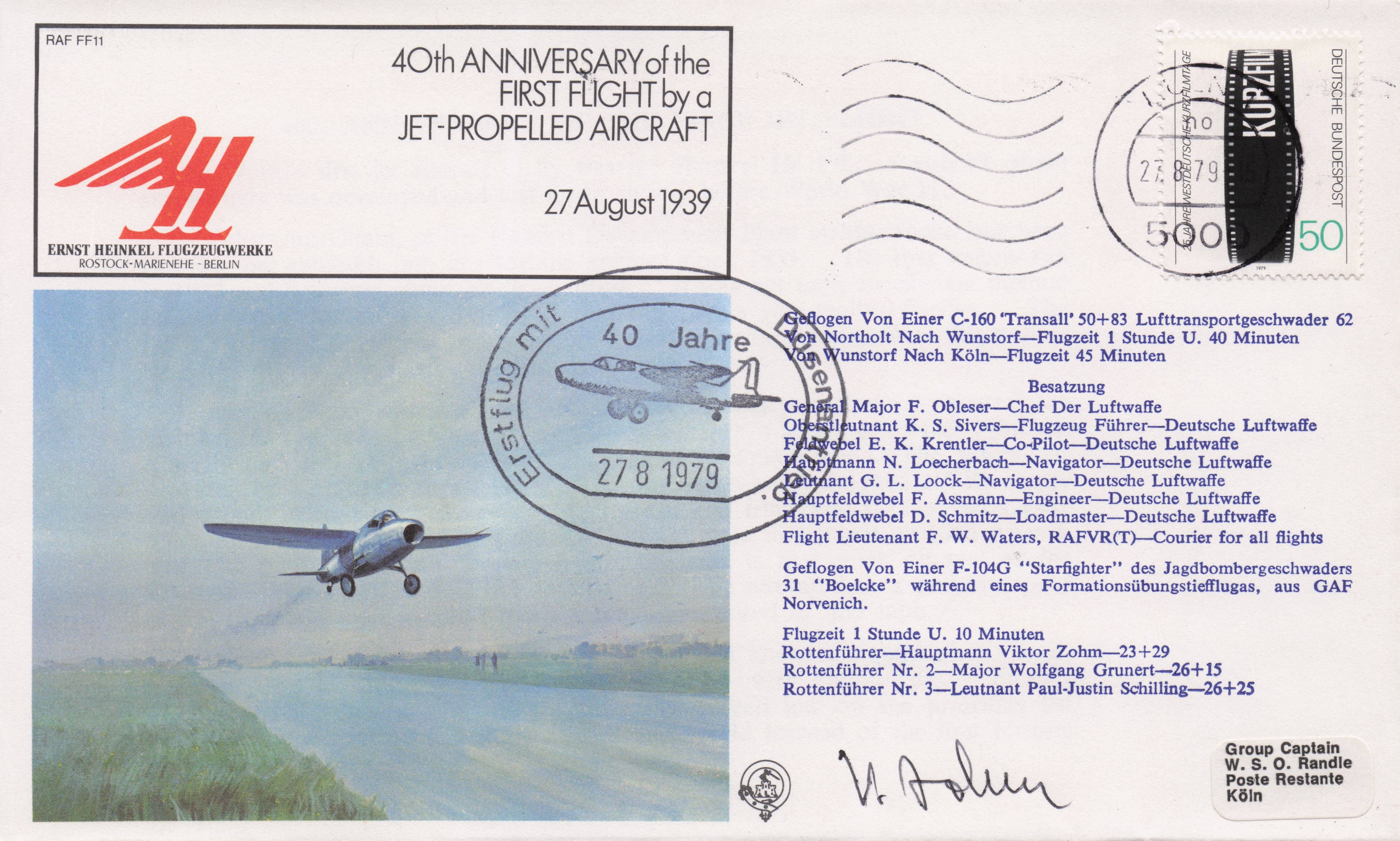 First 1939 WW2 Jet Propelled Aircraft Flight Anniversary Hand Signed FDC