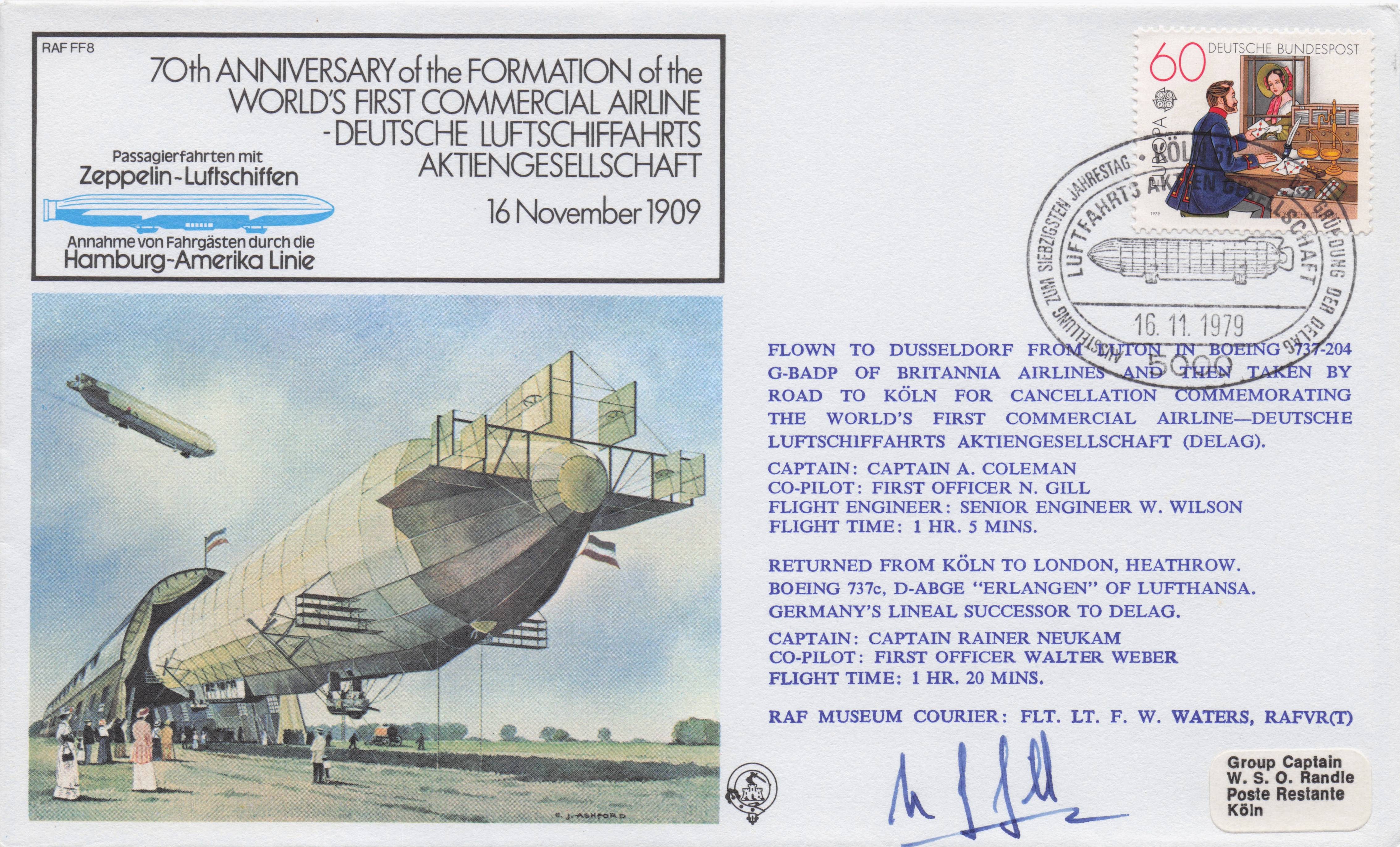 First Deutsche Commercial Airline Formation Anniversary Hand Signed FDC