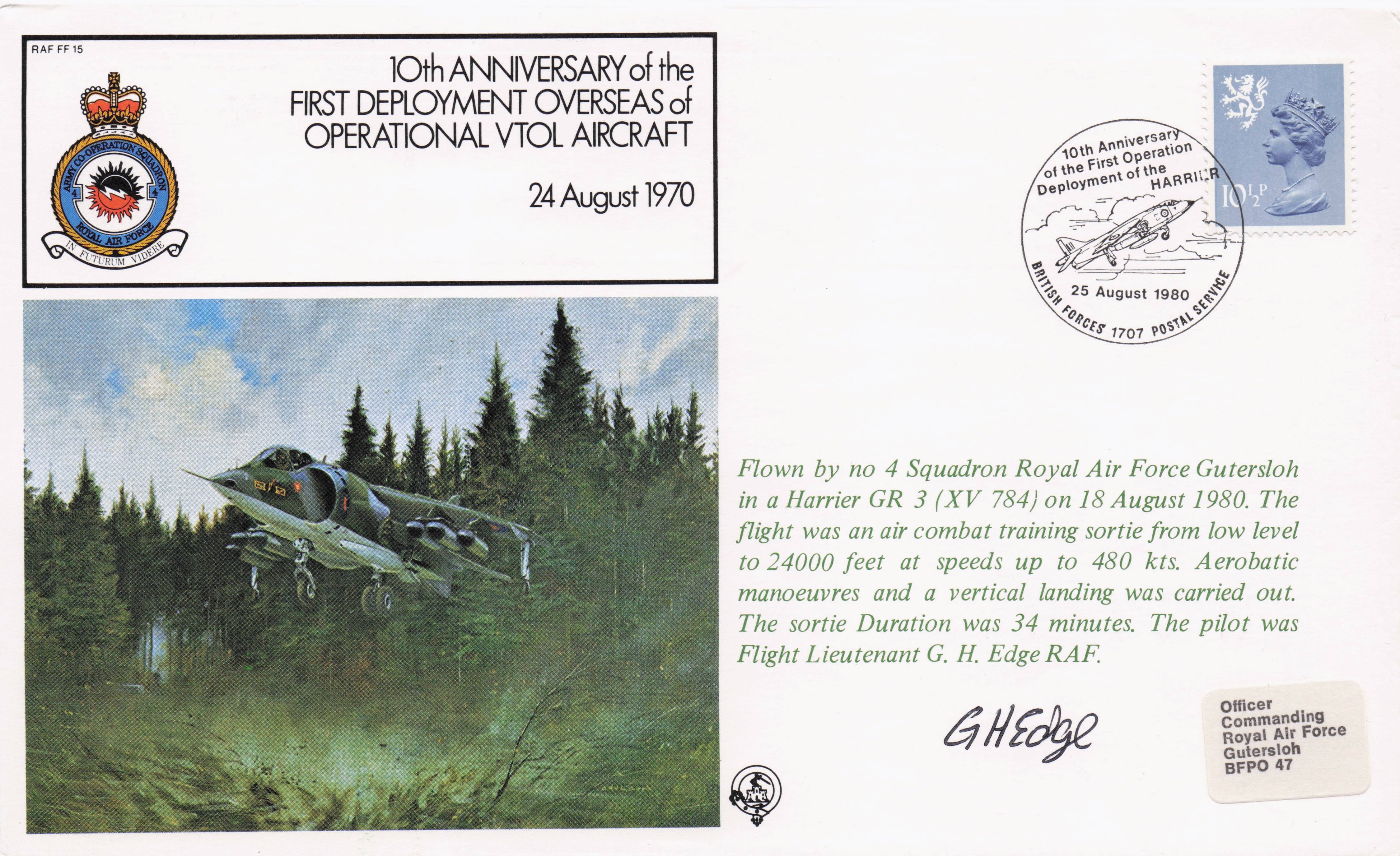 First Deployment Of Operational Vtol Military Aircraft Hand Signed FDC