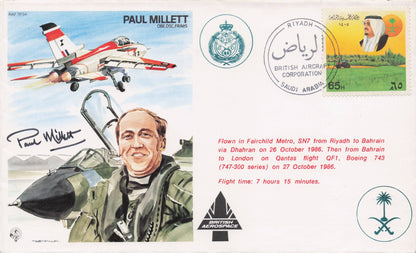 Paul Millett With Saudi Arabia Frank RAF WW2 Veteran Hand Signed Military FDC