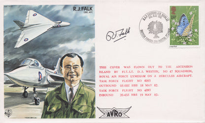 RJ Falk OBE RAF War WW2 Veteran Hand Signed Military FDC