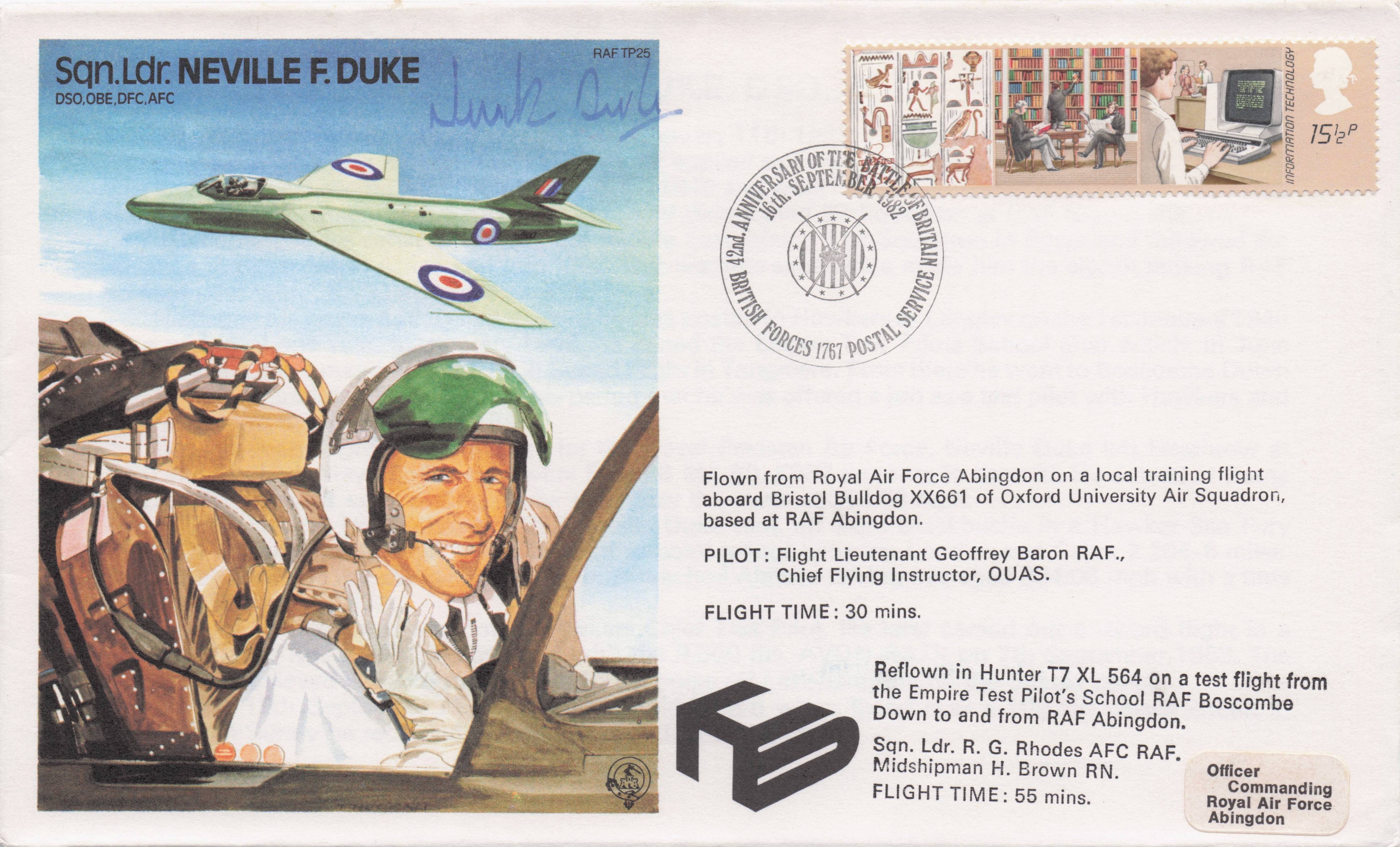 Sergeant Neville Duke RAF War WW2 Veteran Hand Signed Military FDC
