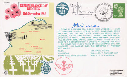 Remembrance Day Records Ypres Map War Poppy Military MULTI Hand Signed FDC