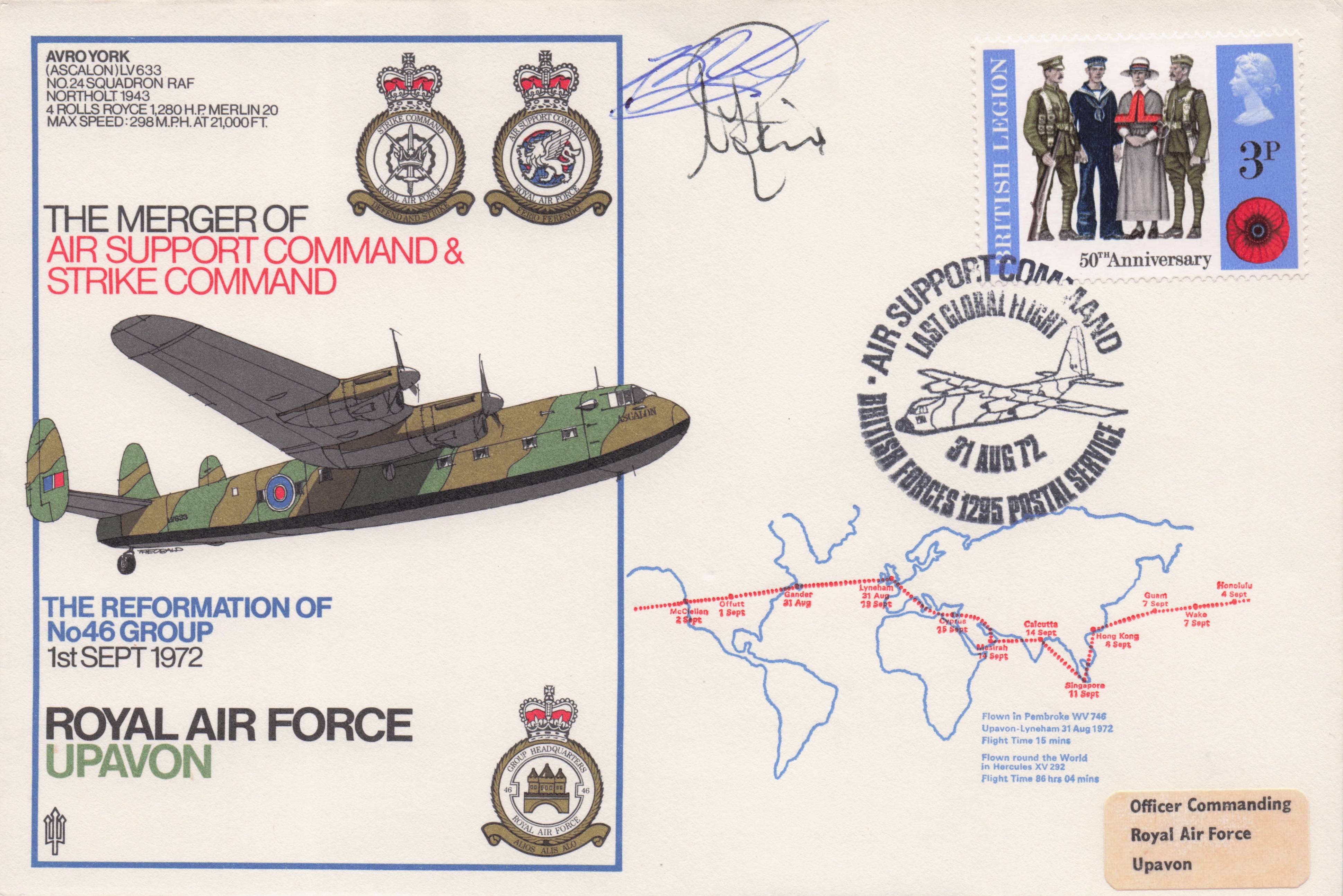 RAF Upavon Military Plane WW2 Strike Command Merger Hand Signed FDC