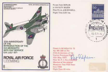 RAF Leeming 30th Anniversary DH Mosquito War Plane Hand Signed Military FDC