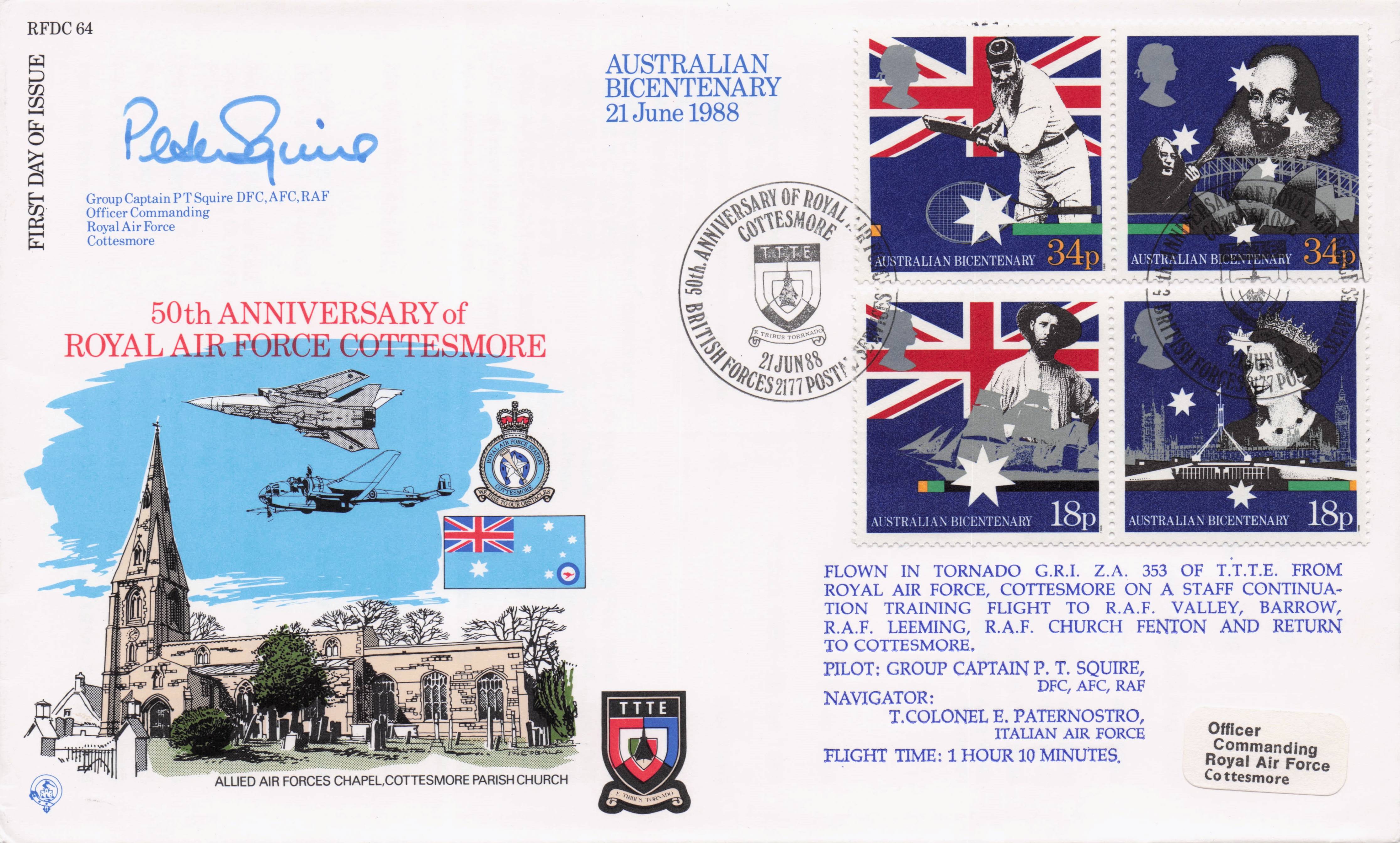 50th Anniversary of RAF Cottesmore Captain Pilot MULTI Military Hand Signed FDC
