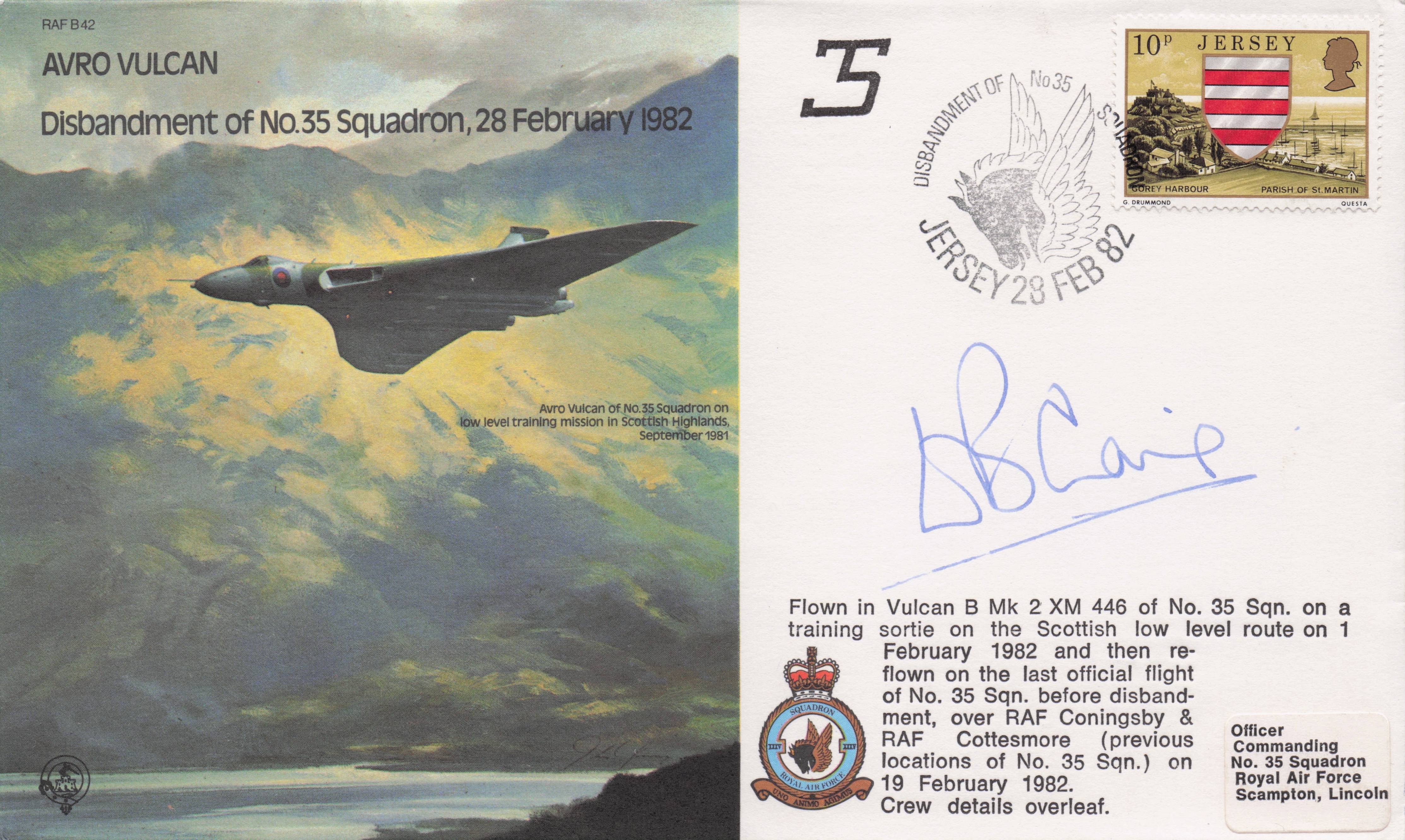 RAF 35 Squadron Avro Vulcan Military Hand Signed FDC