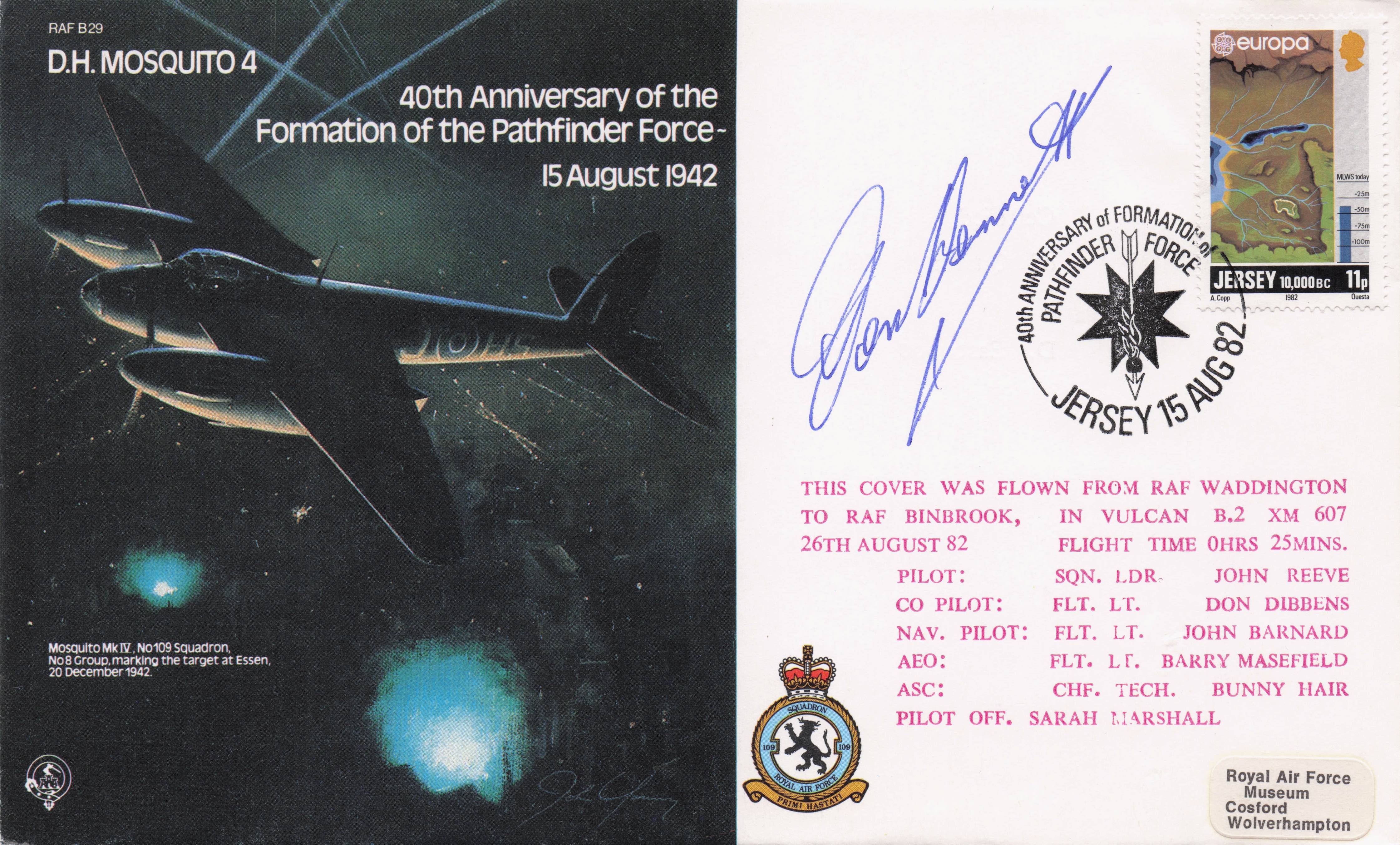 Pathfinder WW2 Force DH Mosquito Plane RAF Waddington Hand Signed FDC