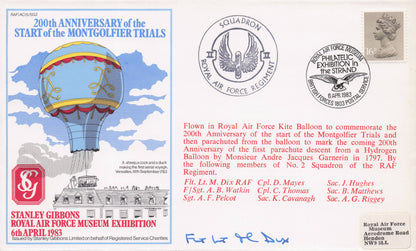 Montgolfier Trials RAF Regiment Stanley Gibbons Exhibition Hand Signed FDC