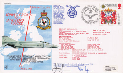 John O Groats To Lands End Phantom Plane MULTI Hand Signed Military FDC