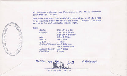 AE Clouston Air Commodore RAF Double Military Hand Signed FDC