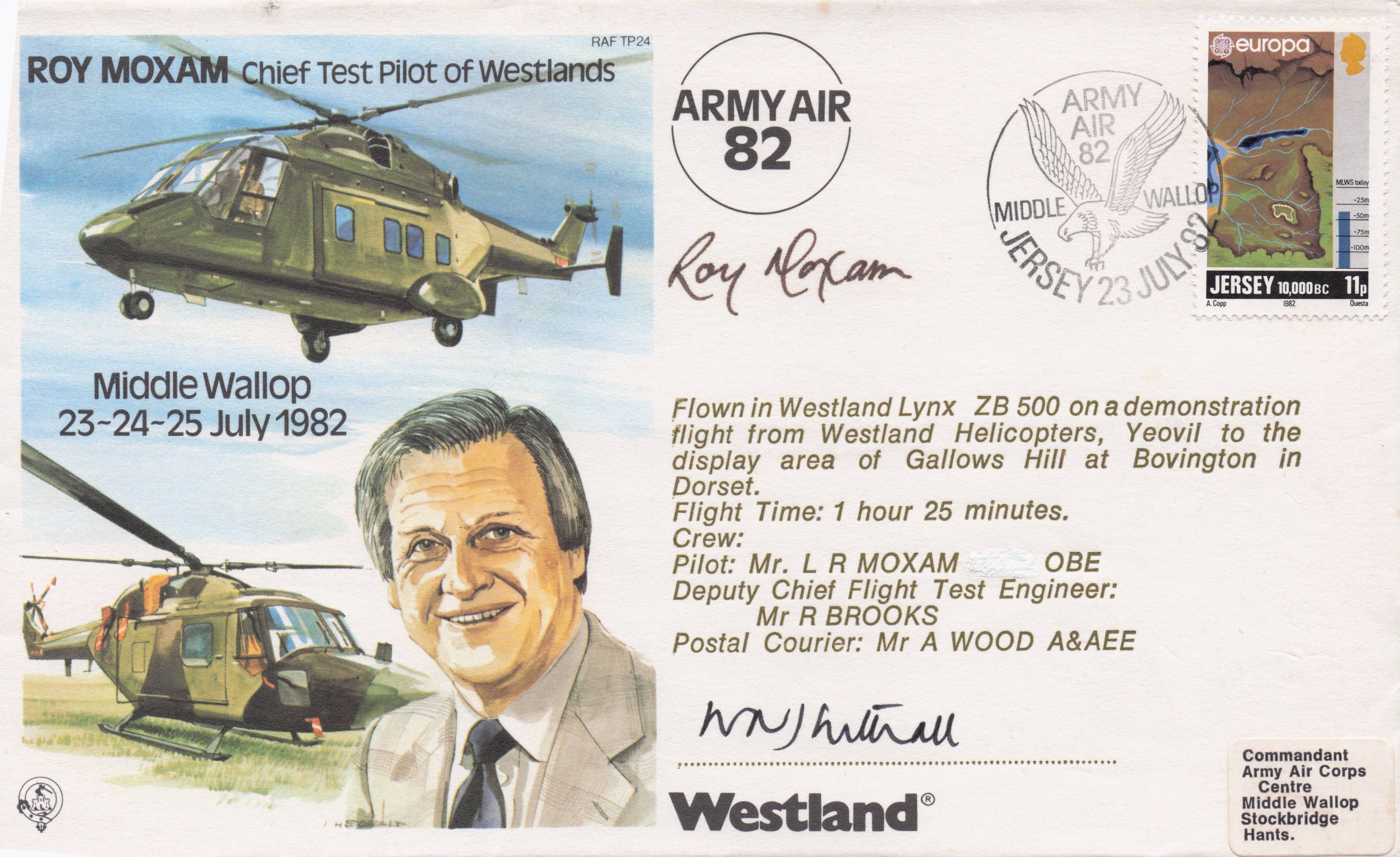 Roy Moxam Chief Test Pilot Westlands RAF Helicopter Hand Signed FDC