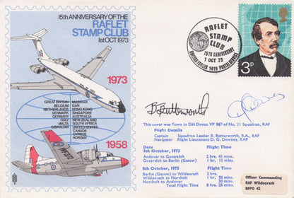 Raflet Stamp Club 1973 RAF Andover 21 Squadron Hand Signed Military FDC