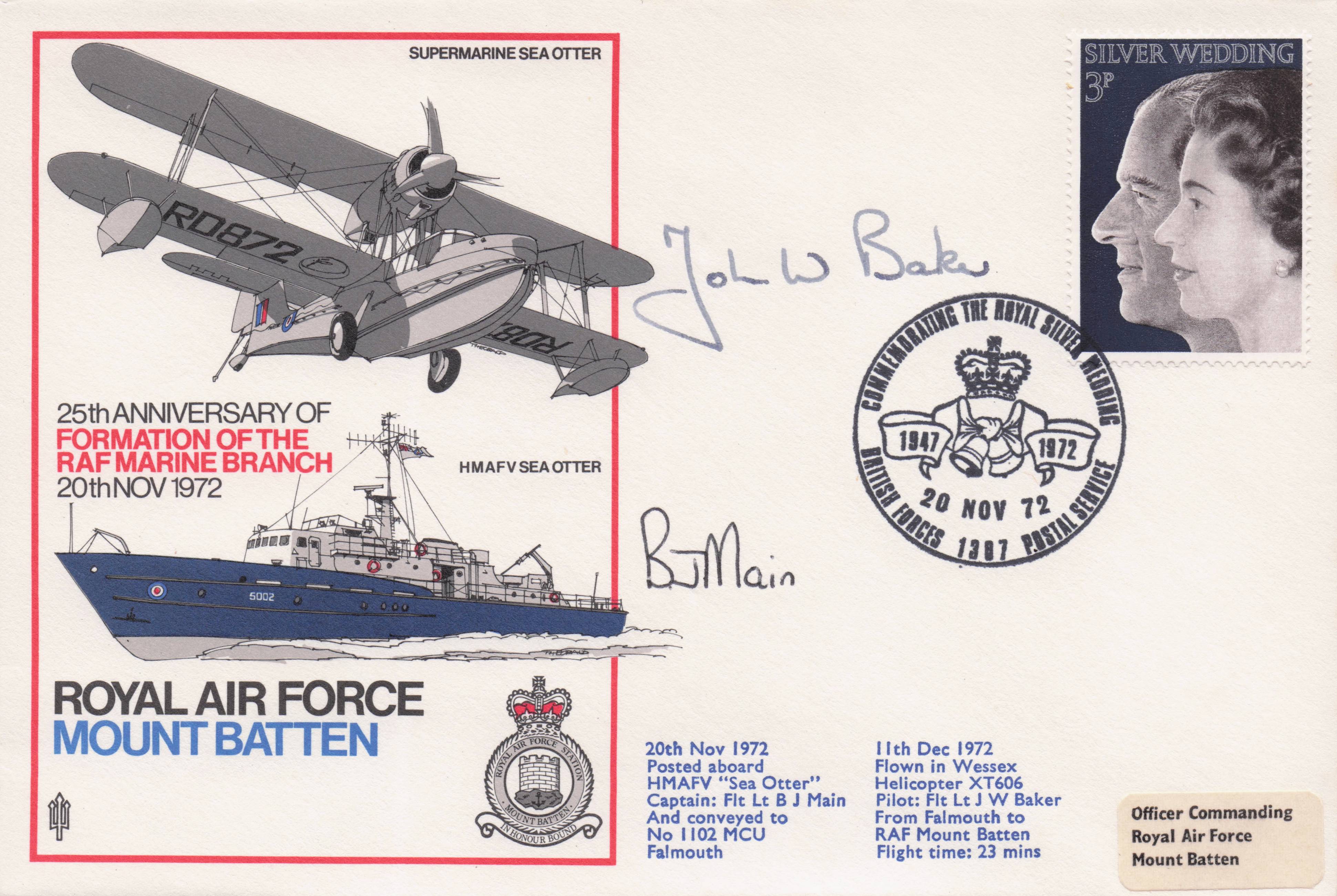 RAF Mount Batten Marine Branch Sea Otter Ship Military Hand Signed FDC