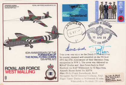 RAF West Malling Royal Flying Corps Formation Arnhem Military Hand Signed FDC