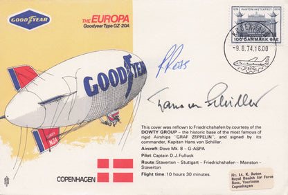 Goodyear Copenhagen Denmark Airship Vintage Hand Signed Military FDC