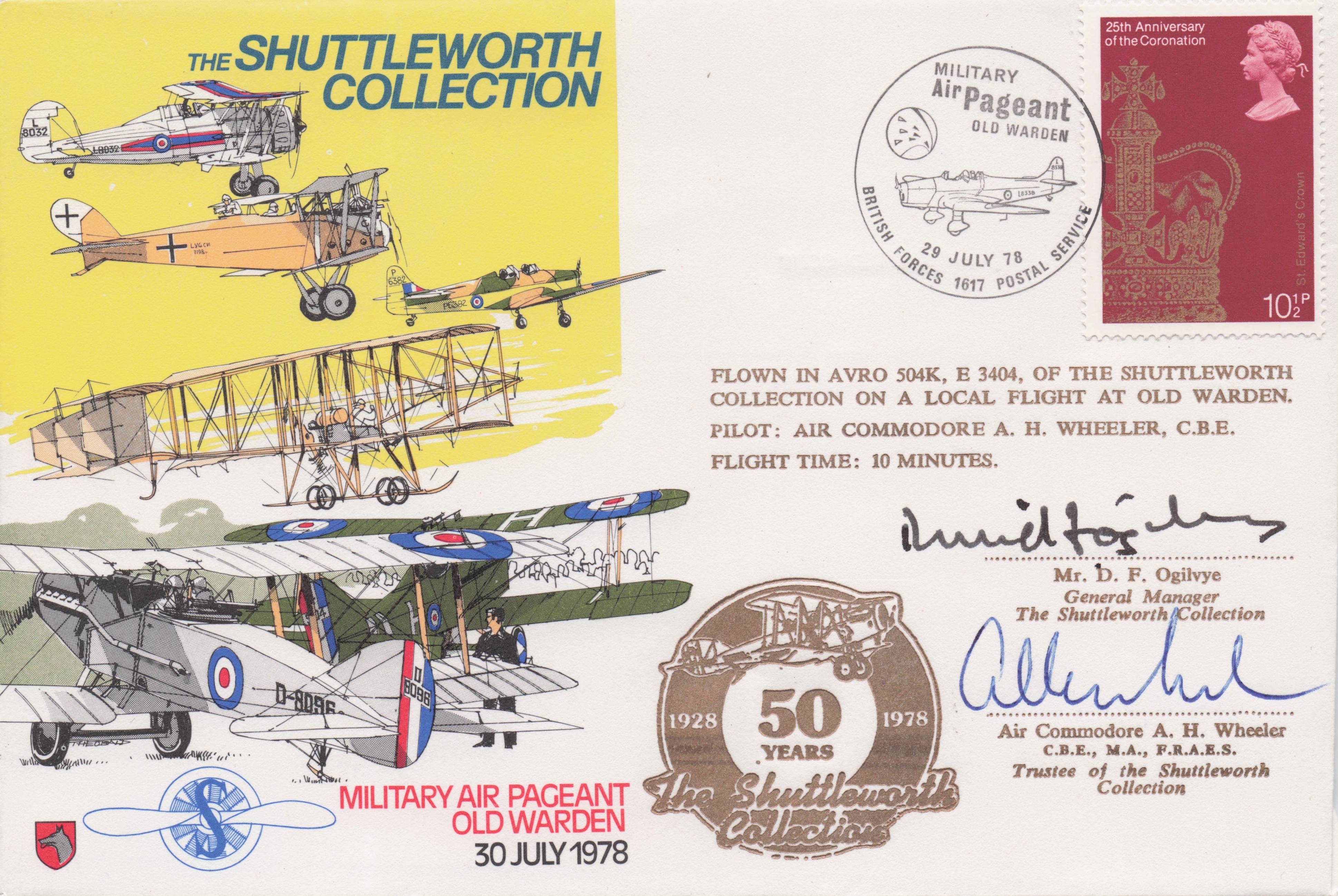 Shuttleworth Collection Military Aviation RAF Pageant 1978 MULTI Hand Signed FDC