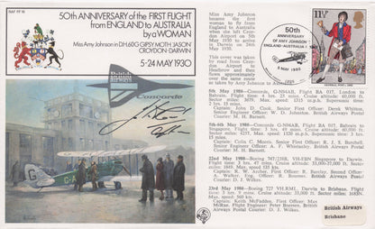 First Pilot Air Flight To Australia By Woman Amy Johnson Hand Signed FDC