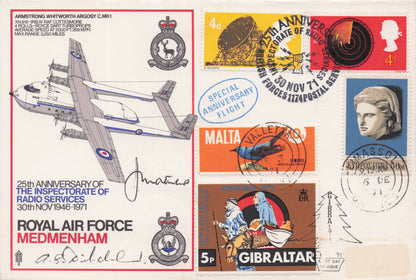RAF Medmenham Armstrong Whitworth Argosy Plane 1971 Military Hand Signed FDC