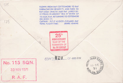 RAF Medmenham Armstrong Whitworth Argosy Plane 1971 Military Hand Signed FDC