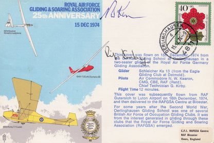 RAF Gliding & Soaring 25th Anniversary 1974 Double Hand Signed FDC