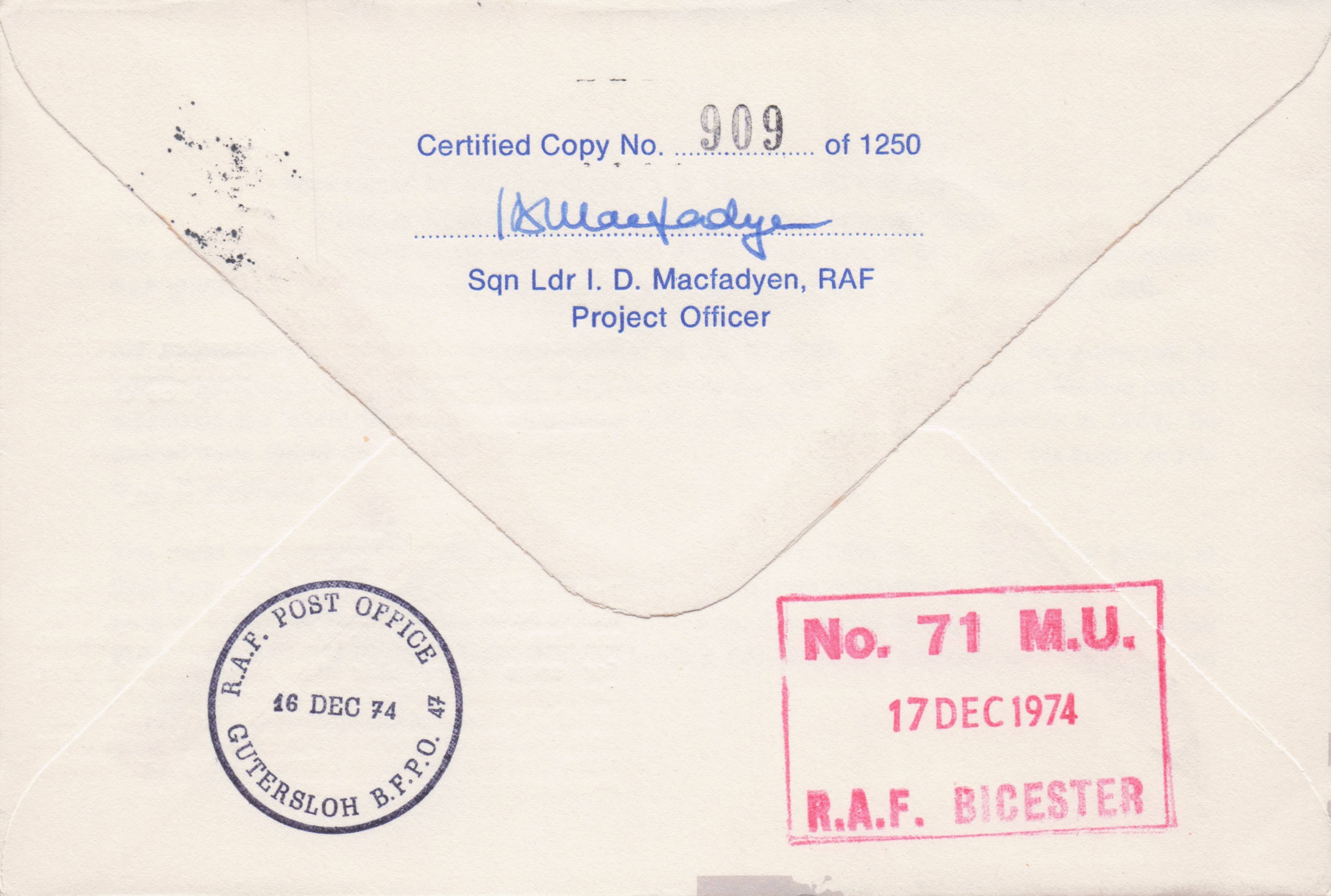 RAF Gliding & Soaring 25th Anniversary 1974 Double Hand Signed FDC