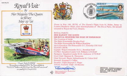 Royal Visit Queen Elizabeth II To Jersey Hand Signed & Flown FDC