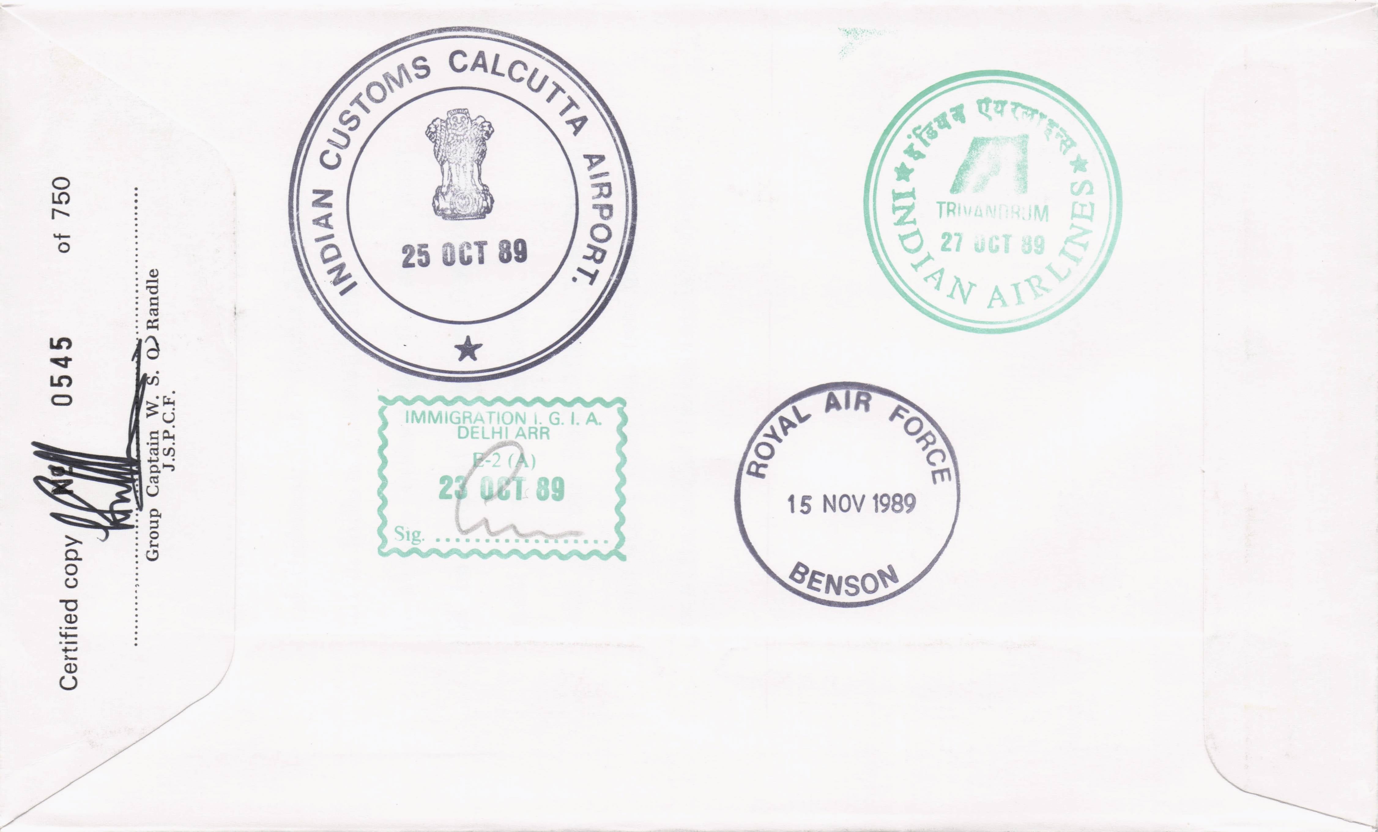 Queen Alexandra 1989 Royal Visit To India Hand Flown & Multi FDC