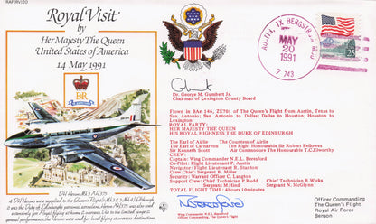 Queen Elizabeth Royal Visit To USA America 1991 Multi Rare Hand Signed FDC