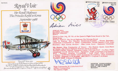 Princess Anne Royal Visit To Korea Asia 1988 Flown Multi Hand Signed FDC