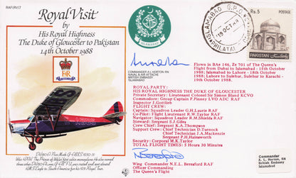 Duke Of Gloucester Royal Visit To Pakistan 1988 Multi Hand Signed FDC