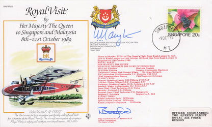 Queen Elizabeth 1989 Royal Visit To Singapore Malaysia Kuala Lumpar Hand Signed FDC