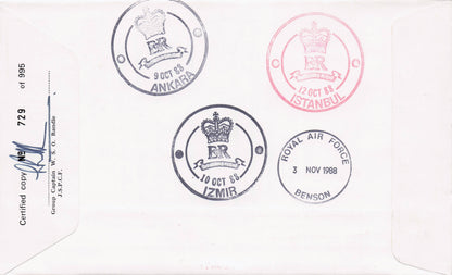 Duke Of Gloucester Royal Visit To Turkey Izmir 1988 MULTI Hand Signed FDC