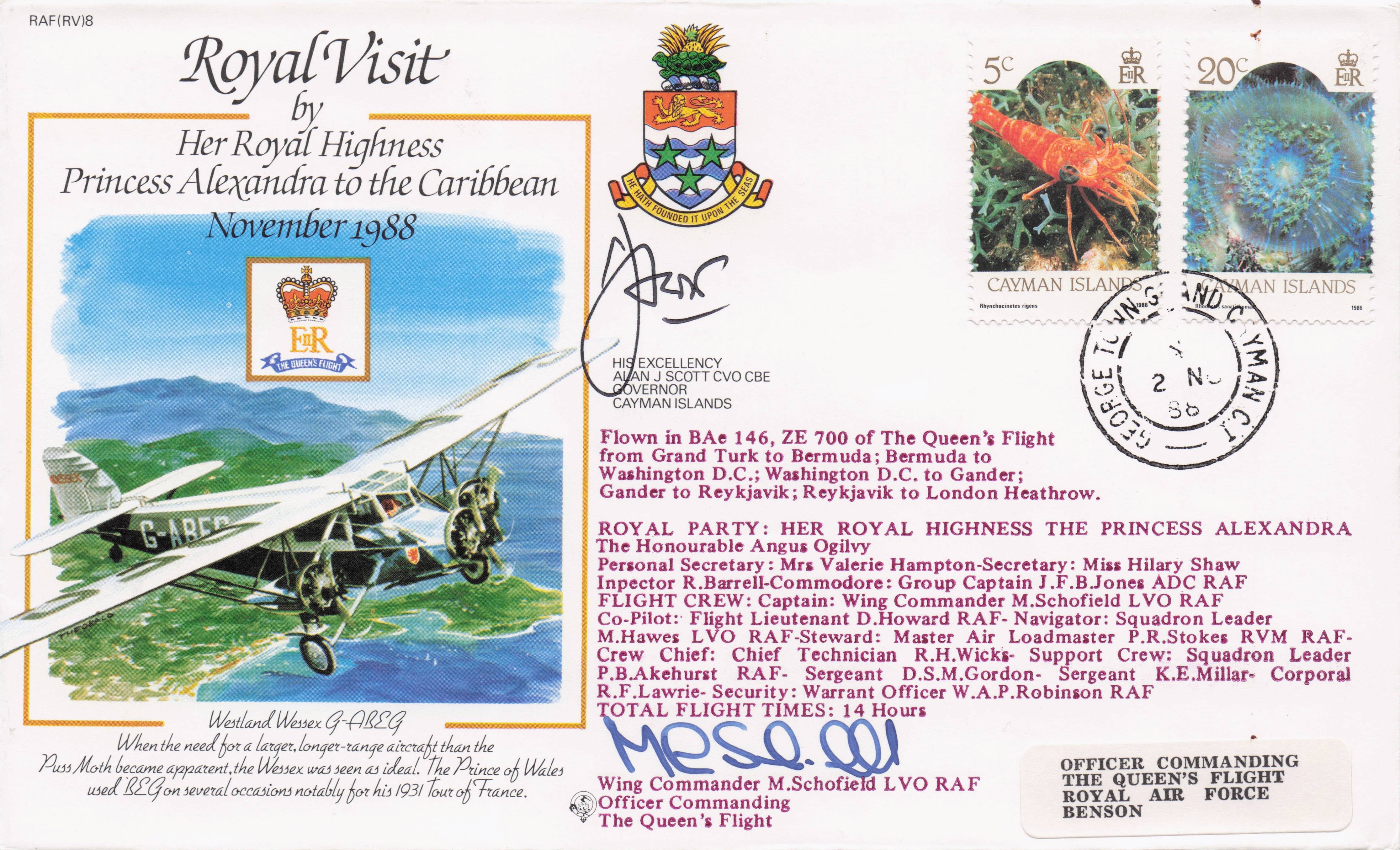 Princess Alexandra 1988 Royal Visit To Caribbean Multi Hand Signed FDC
